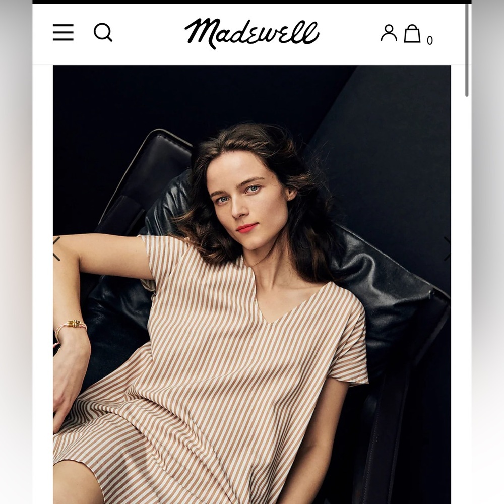 Madewell Linen Button Back Easy Dress in Stripe